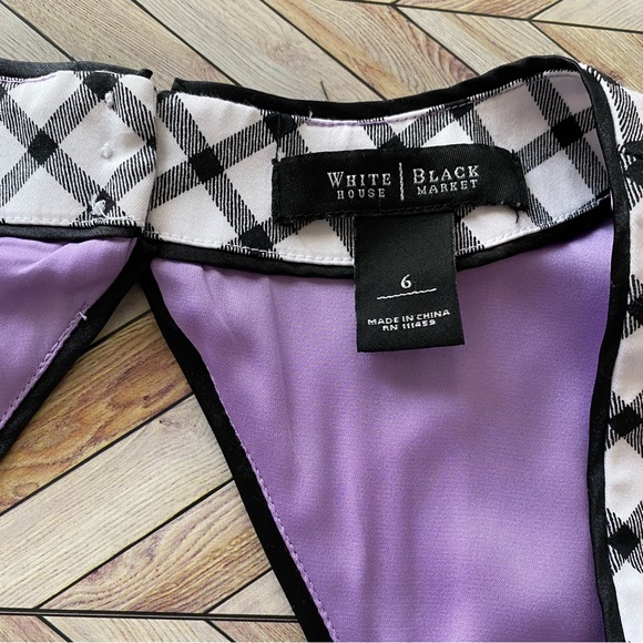 White House Black Market Black and White Plaid Back Cut Out Corset Tank Top - Picture 6 of 10